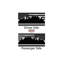 Load image into Gallery viewer, USA Flag w/ Beach Palm Tree Scene Decal for 2022-2024 Jeep Grand Wagoneer 3rd Windows - Matte Black
