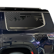 Load image into Gallery viewer, USA Flag w/ Mountain Scene II Decal for 2022-2024 Jeep Grand Wagoneer 3rd Windows - Matte Black
