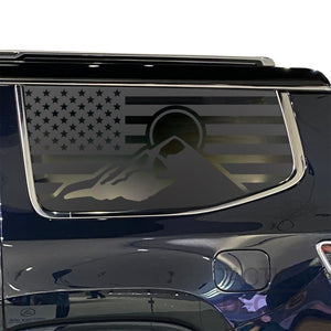 Mountain Scene USA Flag Decal for 2022-2025 Jeep Grand Wagoneer 3rd Windows - Matte Black