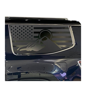 Mountain Scene USA Flag Decal for 2022-2025 Jeep Grand Wagoneer 3rd Windows - Matte Black