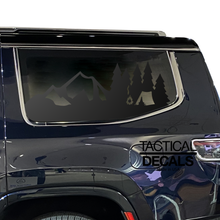 Load image into Gallery viewer, Mountain Camping Scene Decal for 2022-2024 Jeep Grand Wagoneer 3rd Windows - Matte Black
