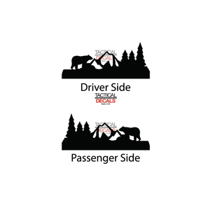 Mountain Bear Scene Decal for 2022-2024 Jeep Grand Wagoneer 3rd Windows - Matte Black