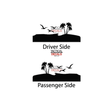 Load image into Gallery viewer, Beach Palm Tree Scene Decal for 2022-2024 Jeep Grand Wagoneer 3rd Windows - Matte Black
