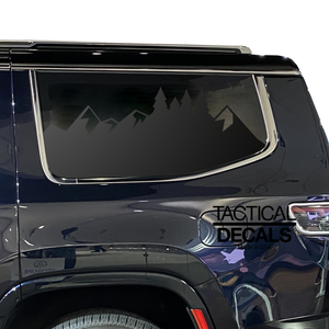 Mountain Scene III Decal for 2022-2024 Jeep Grand Wagoneer 3rd Windows - Matte Black