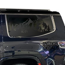 Load image into Gallery viewer, Wildlife Mountain Scene Decal for 2022-2024 Jeep Grand Wagoneer 3rd Windows - Matte Black
