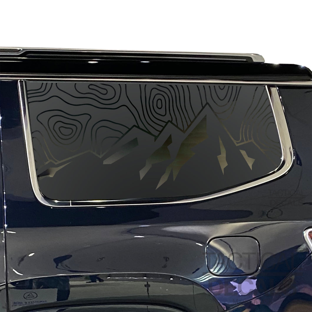 Topography Mountain Scene Decal for 2022-2025 Jeep Grand Wagoneer 3rd Windows - Matte Black