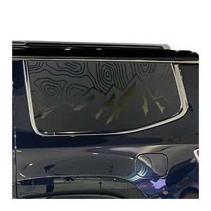 Topography Mountain Scene Decal for 2022-2025 Jeep Grand Wagoneer 3rd Windows - Matte Black