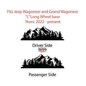 Mountains Scene Decals for 2022-2024 Jeep Grand Wagoneer L 3rd Windows - Matte Black
