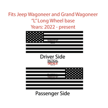 Load image into Gallery viewer, USA Flag Decals for 2022-2024 Jeep Grand Wagoneer L 3rd Windows - Matte Black
