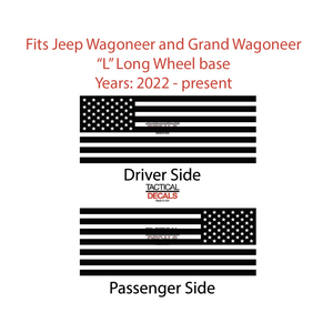 USA Flag Decals for 2022-2024 Jeep Grand Wagoneer L 3rd Windows - Matte Black
