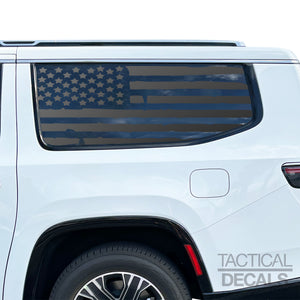 Distressed USA Flag Decals for 2022-2024 Jeep Grand Wagoneer L 3rd Windows - Matte Black