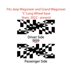 State of Maryland Flag Decals for 2022-2024 Jeep Grand Wagoneer L 3rd Windows - Matte Black