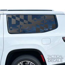 Load image into Gallery viewer, State of Maryland Flag Decals for 2022-2024 Jeep Grand Wagoneer L 3rd Windows - Matte Black
