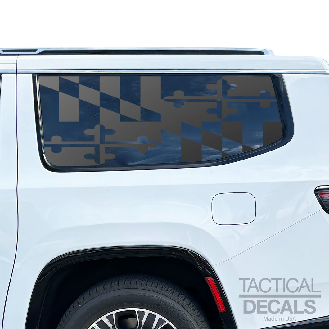State of Maryland Flag Decals for 2022-2024 Jeep Grand Wagoneer L 3rd Windows - Matte Black