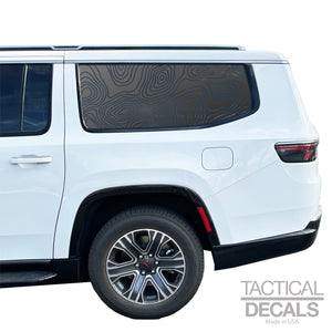 Topography Map Decals for 2022-2024 Jeep Grand Wagoneer L 3rd Windows - Matte Black