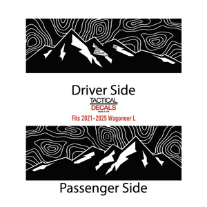 Topography Map Decals for 2022-2025 Jeep Grand Wagoneer L 3rd Windows - Matte Black