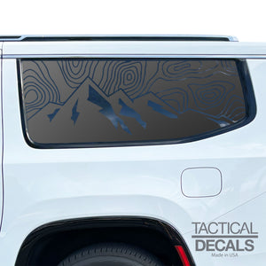 Topography Map Decals for 2022-2025 Jeep Grand Wagoneer L 3rd Windows - Matte Black