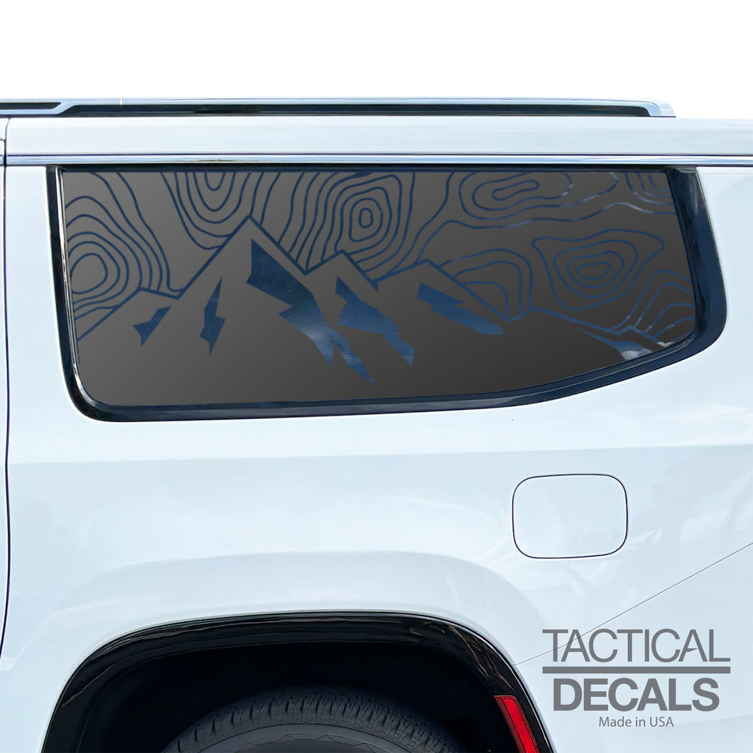 Topography Map Decals for 2022-2025 Jeep Grand Wagoneer L 3rd Windows - Matte Black