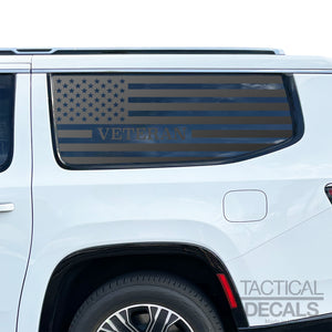 Veteran - USA Flag Decals for 2022-2024 Jeep Grand Wagoneer L 3rd Windows - Matte Black