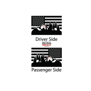 USA Flag w/ Camping site Scene Decal for 2010-2023 Lexus GX460 3rd Windows - Matte Black