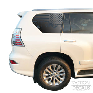 USA Flag w/ Camping site Scene Decal for 2010-2023 Lexus GX460 3rd Windows - Matte Black