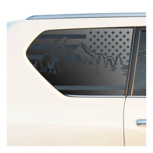 Load image into Gallery viewer, USA Flag w/ Wildlife Mountain Outdoor Scene Decal for 2010-2023 Lexus GX460 3rd Windows - Matte Black
