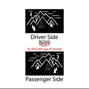 Minimalist Mountain Scene Decal for 2010-2023 Lexus GX460 3rd Windows - Matte Black