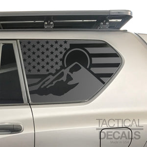 USA Flag with Mountain Scene Decal for 2010-2023 Lexus GX460 3rd Windows - Matte Black