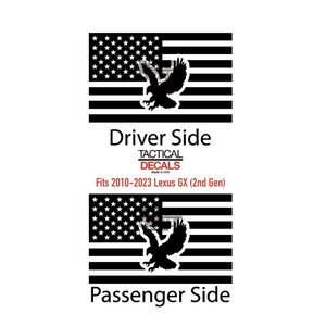 USA Flag with Eagle Decal for 2010-2023 Lexus GX460 3rd Windows - Matte Black