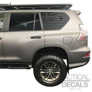 State of Hawaii Flag Decal for 2010-2023 Lexus GX460 3rd Windows - Matte Black