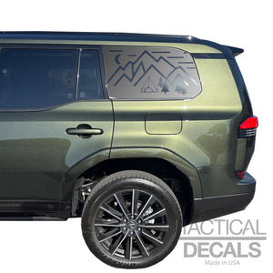 Minimalist Mountain Scene Decal for 2024-2025 Lexus GX550 Rear Window - Matte Black