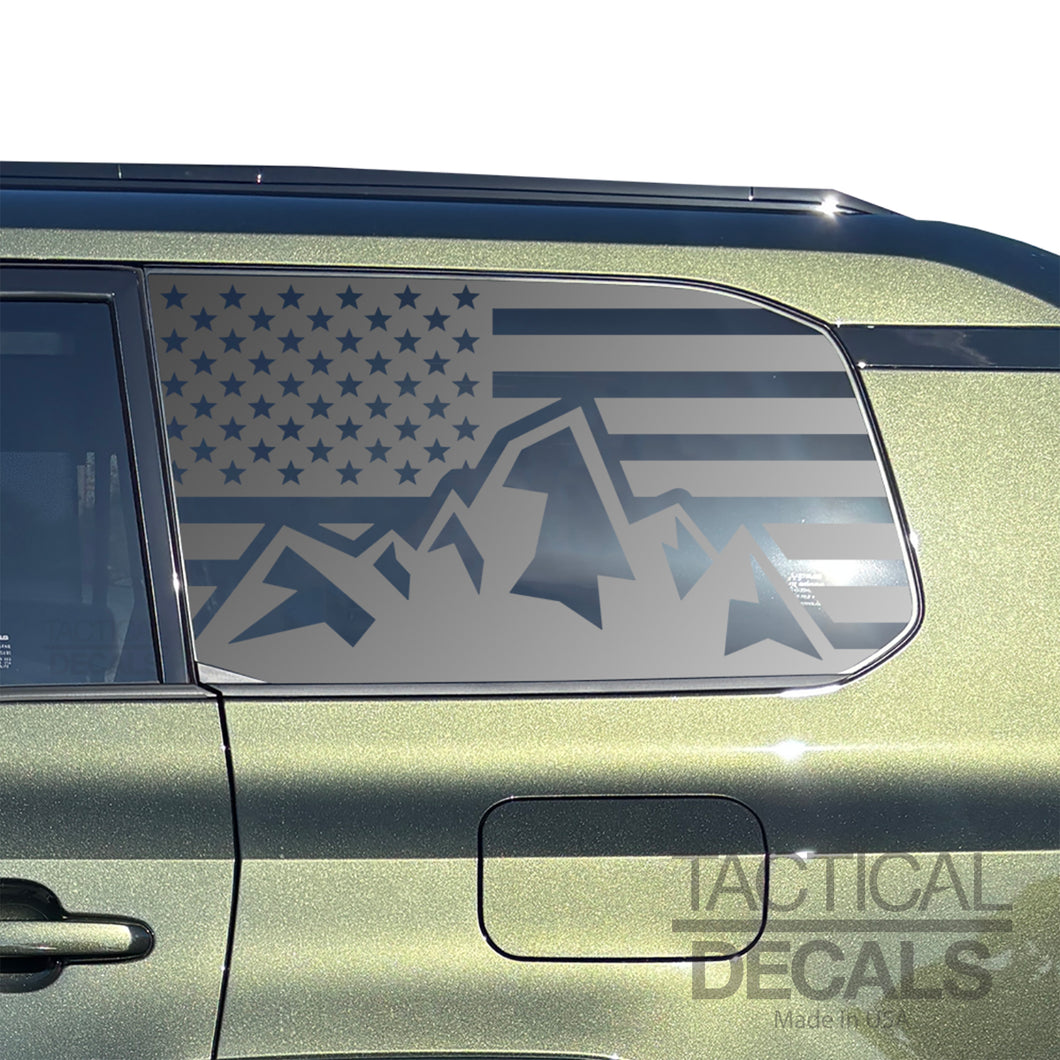 USA Flag Decal with Mountain Scene for 2024-2025 Lexus GX550 Rear Window - Matte Black