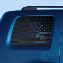 Load image into Gallery viewer, USA Flag w/Pit Bull Dog(K9) Decal for 2009-2015 Honda Pilot 3rd Windows - Matte Black
