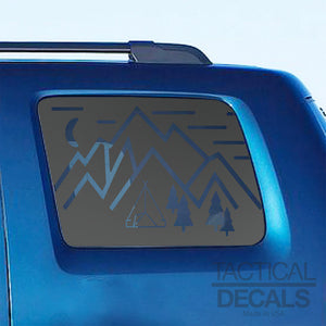 Minimalist Mountain Scene Decal for 2009-2015 Honda Pilot 3rd Windows - Matte Black