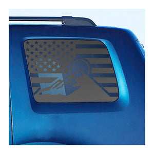 USA Flag Mountain Scene Decal for 2009-2015 Honda Pilot 3rd Windows - Matte Black