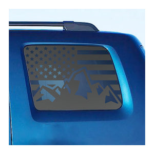 USA Flag with Mountain Scene Decal for 2009-2015 Honda Pilot 3rd Windows - Matte Black