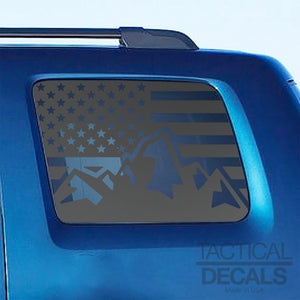 USA Flag with Mountain Scene Decal for 2009-2015 Honda Pilot 3rd Windows - Matte Black