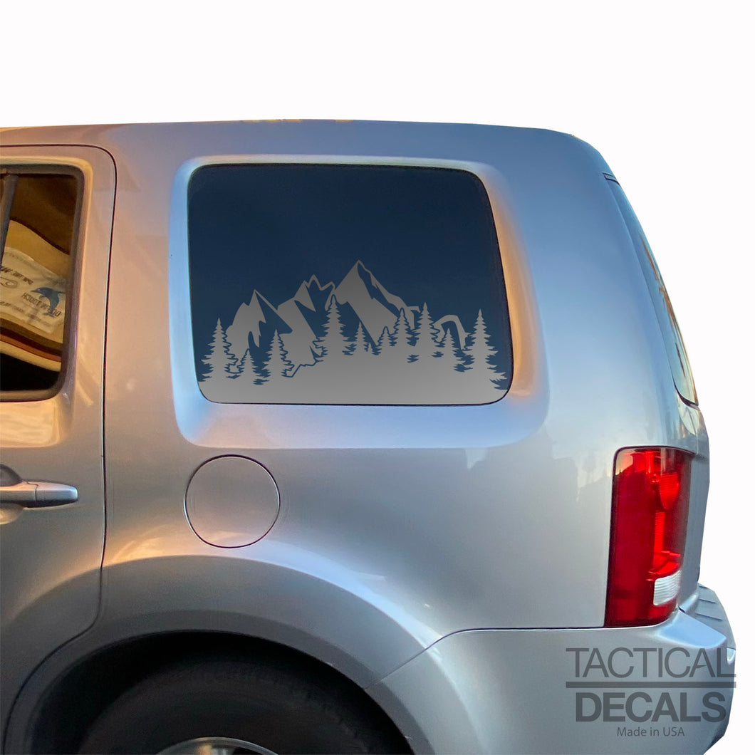 Outdoor Mountain Scene Decal for 2009-2015 Honda Pilot 3rd Windows - Matte Black