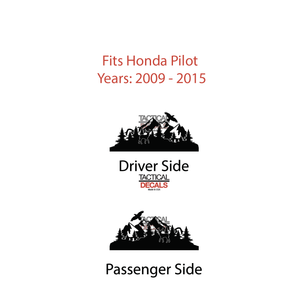 Wildlife Mountain Scene Decal for 2009-2015 Honda Pilot 3rd Windows - Matte Black