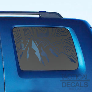 Topography Mountain Scene Decal for 2009-2015 Honda Pilot 3rd Windows - Matte Black