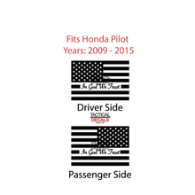 Load image into Gallery viewer, In God We Trust - USA Flag Decal for 2009-2015 Honda Pilot 3rd Windows - Matte Black
