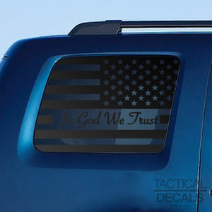In God We Trust - USA Flag Decal for 2009-2015 Honda Pilot 3rd Windows - Matte Black