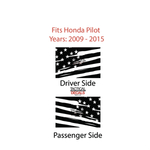 Distressed USA Flag Decal for 2009-2015 Honda Pilot 3rd Windows - Matte Black