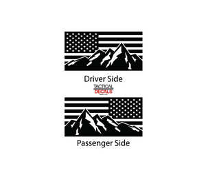 USA Flag w/Mountain scene Decal for 2016-2022 Honda Pilot 3rd Windows - Matte Black