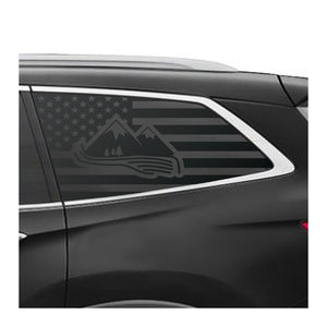 USA Flag with Mountain Scene Decal for 2016-2022 Honda Pilot 3rd Windows - Matte Black