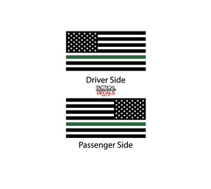 USA Flag w/Green Line Decal for 2016-2022 Honda Pilot 3rd Windows - Matte Black