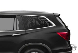 USA Flag w/Mountain Scene Decal for 2016-2022 Honda Pilot 3rd Windows - Matte Black