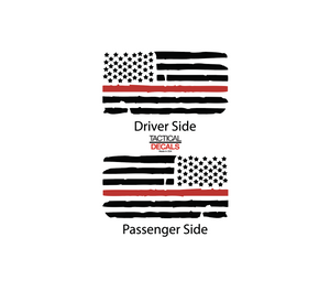 Distressed USA Flag w/Red Line Decal for 2016-2022 Honda Pilot 3rd Windows - Matte Black