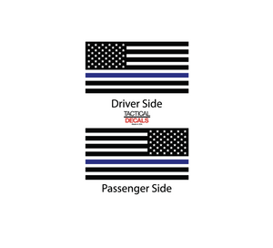 USA Flag w/Blue Line Decal for 2016-2022 Honda Pilot 3rd Windows - Matte Black