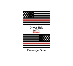 USA Flag w/Red Line Decal for 2016-2022 Honda Pilot 3rd Windows - Matte Black